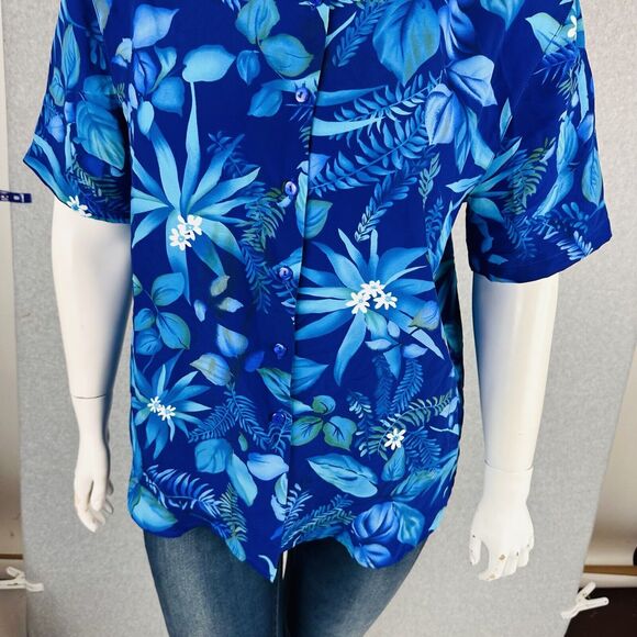 Vintage Joanna Large Blouse Short Sleeve Collared Shirt Floral Button Front New - Picture 5 of 8